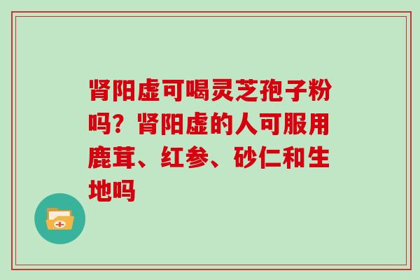 阳虚可喝灵芝孢子粉吗？阳虚的人可服用鹿茸、红参、砂仁和生地吗