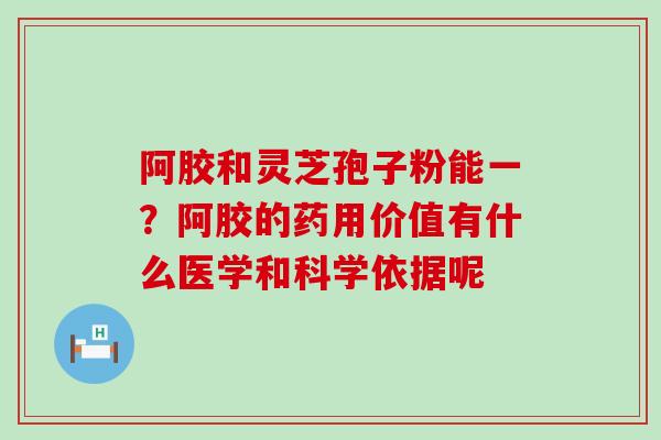 阿胶和灵芝孢子粉能一？阿胶的药用价值有什么医学和科学依据呢