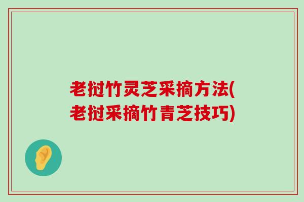 老挝竹灵芝采摘方法(老挝采摘竹青芝技巧)