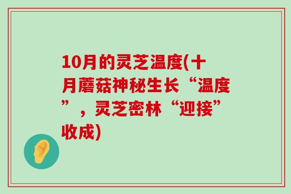 10月的灵芝温度(十月蘑菇神秘生长“温度”，灵芝密林“迎接”收成)