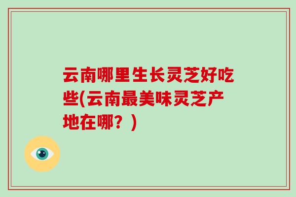 云南哪里生长灵芝好吃些(云南美味灵芝产地在哪？)