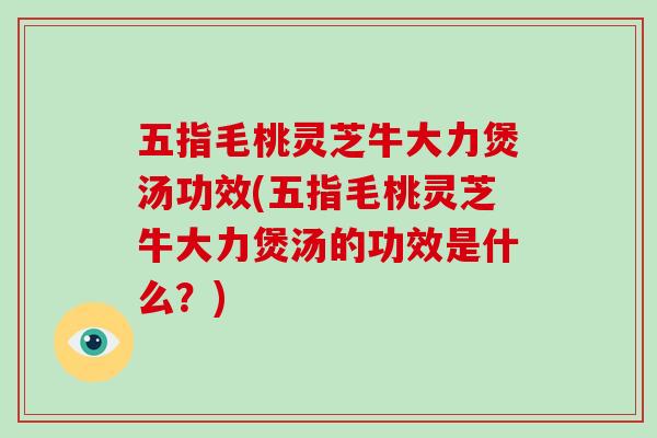 五指毛桃灵芝牛大力煲汤功效(五指毛桃灵芝牛大力煲汤的功效是什么？)