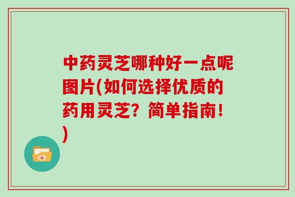 灵芝哪种好一点呢图片(如何选择优质的药用灵芝？简单指南！)