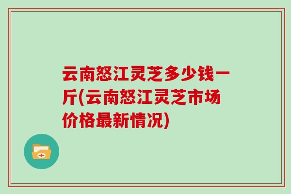 云南怒江灵芝多少钱一斤(云南怒江灵芝市场价格新情况)