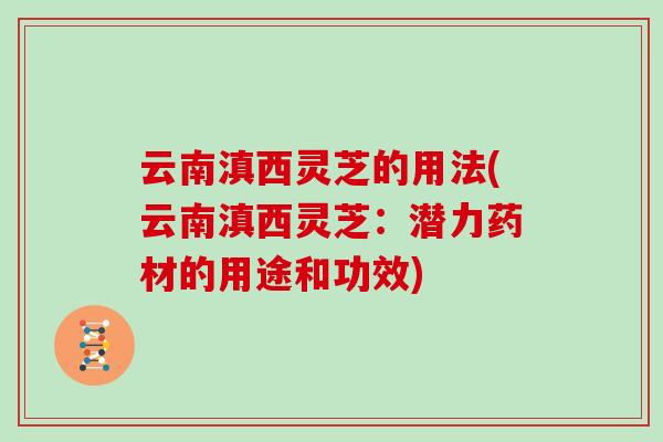 云南滇西灵芝的用法(云南滇西灵芝：潜力药材的用途和功效)