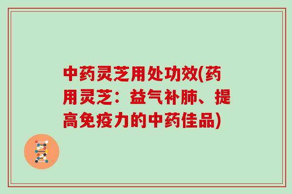 灵芝用处功效(药用灵芝：益气补、提高免疫力的佳品)