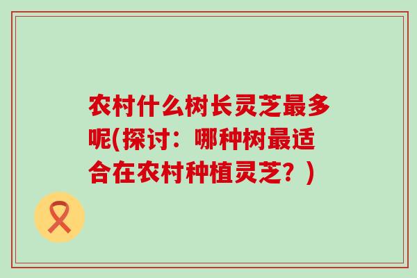 农村什么树长灵芝多呢(探讨：哪种树适合在农村种植灵芝？)