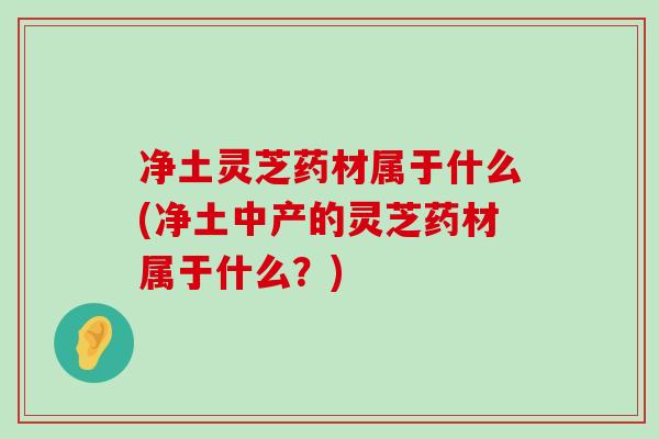 净土灵芝药材属于什么(净土中产的灵芝药材属于什么？)