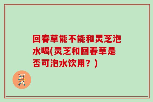 回春草能不能和灵芝泡水喝(灵芝和回春草是否可泡水饮用？)