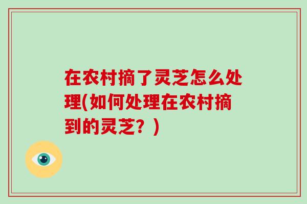 在农村摘了灵芝怎么处理(如何处理在农村摘到的灵芝？)