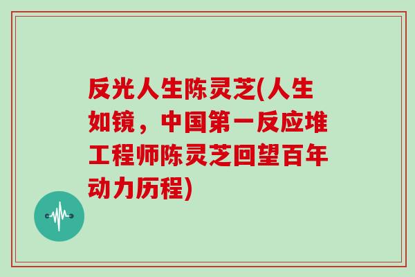 反光人生陈灵芝(人生如镜，中国第一反应堆工程师陈灵芝回望百年动力历程)