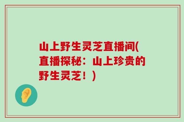 山上野生灵芝直播间(直播探秘：山上珍贵的野生灵芝！)