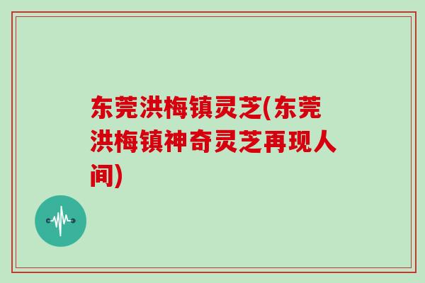 东莞洪梅镇灵芝(东莞洪梅镇神奇灵芝再现人间)