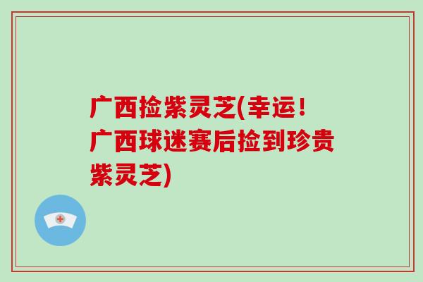 广西捡紫灵芝(幸运！广西球迷赛后捡到珍贵紫灵芝)