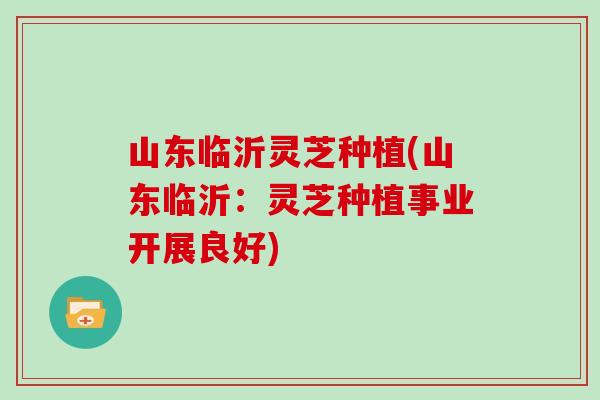 山东临沂灵芝种植(山东临沂：灵芝种植事业开展良好)