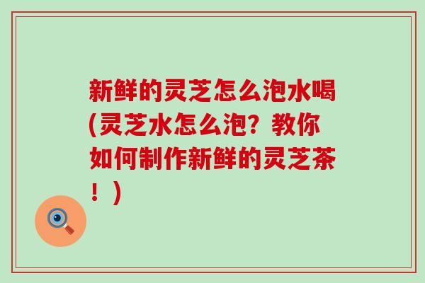 新鲜的灵芝怎么泡水喝(灵芝水怎么泡？教你如何制作新鲜的灵芝茶！)