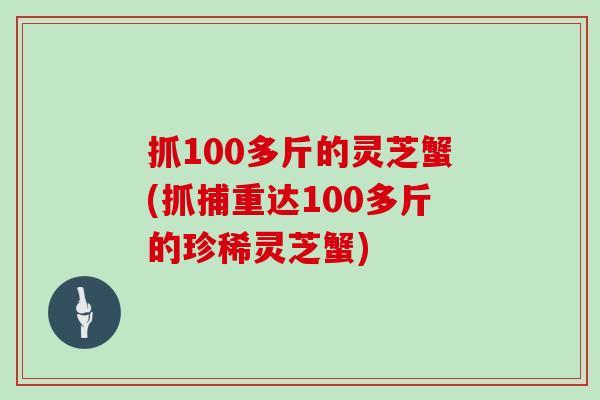 抓100多斤的灵芝蟹(抓捕重达100多斤的珍稀灵芝蟹)