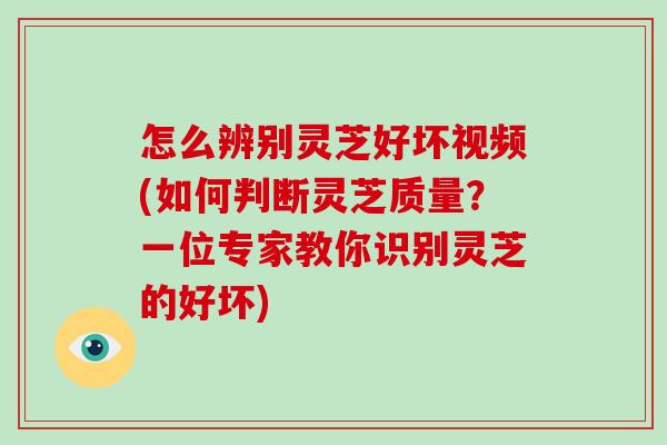 怎么辨别灵芝好坏视频(如何判断灵芝质量？一位专家教你识别灵芝的好坏)