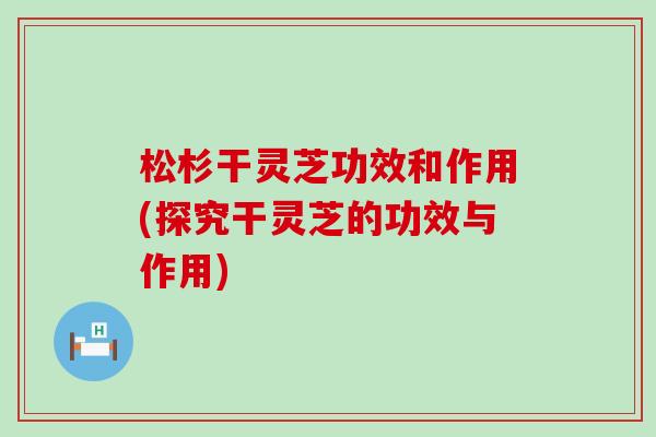 松杉干灵芝功效和作用(探究干灵芝的功效与作用)