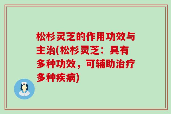 松杉灵芝的作用功效与主(松杉灵芝：具有多种功效，可辅助多种)