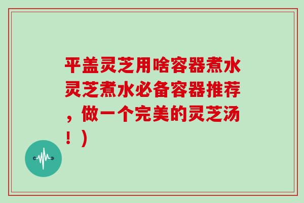 平盖灵芝用啥容器煮水灵芝煮水必备容器推荐，做一个完美的灵芝汤！)