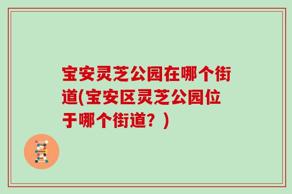 宝安灵芝公园在哪个街道(宝安区灵芝公园位于哪个街道？)