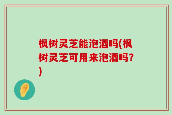 枫树灵芝能泡酒吗(枫树灵芝可用来泡酒吗？)