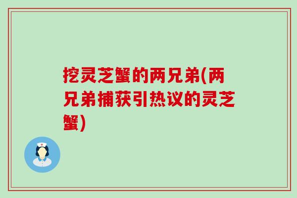 挖灵芝蟹的两兄弟(两兄弟捕获引热议的灵芝蟹)