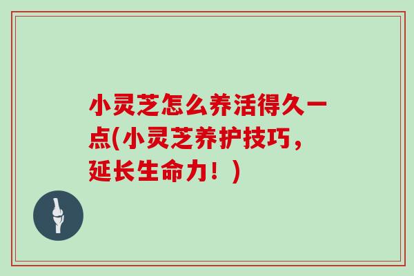 小灵芝怎么养活得久一点(小灵芝养护技巧，延长生命力！)