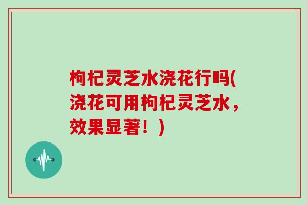 枸杞灵芝水浇花行吗(浇花可用枸杞灵芝水，效果显著！)