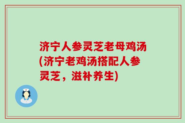 济宁人参灵芝老母鸡汤(济宁老鸡汤搭配人参灵芝，滋补养生)