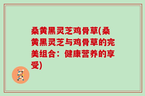 桑黄黑灵芝鸡骨草(桑黄黑灵芝与鸡骨草的完美组合：健康营养的享受)