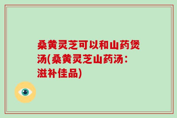 桑黄灵芝可以和山药煲汤(桑黄灵芝山药汤：滋补佳品)