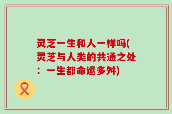 灵芝一生和人一样吗(灵芝与人类的共通之处：一生都命运多舛)