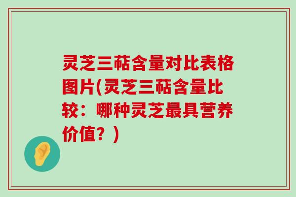 灵芝三萜含量对比表格图片(灵芝三萜含量比较：哪种灵芝具营养价值？)