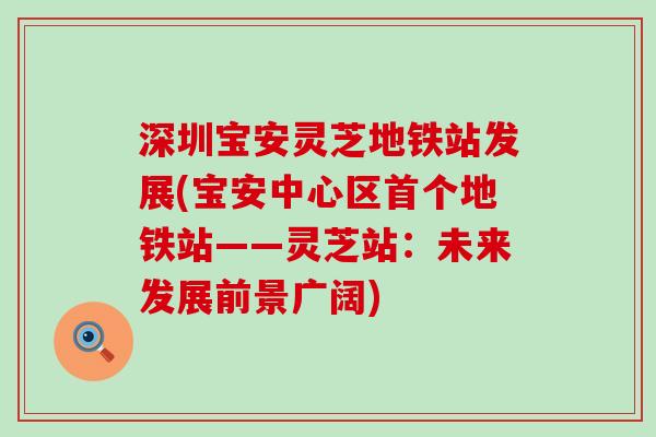 深圳宝安灵芝地铁站发展(宝安中心区地铁站——灵芝站：未来发展前景广阔)