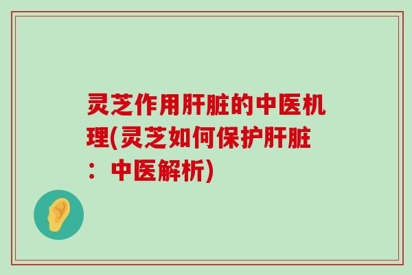 灵芝作用的中医机理(灵芝如何保护：中医解析)