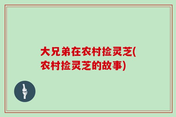 大兄弟在农村捡灵芝(农村捡灵芝的故事)