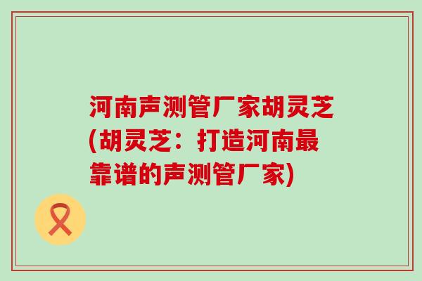 河南声测管厂家胡灵芝(胡灵芝：打造河南靠谱的声测管厂家)