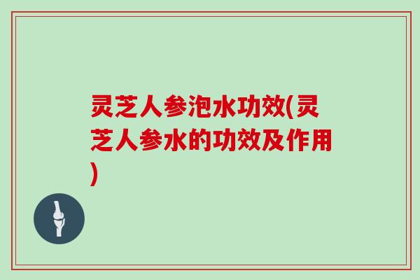 灵芝人参泡水功效(灵芝人参水的功效及作用)