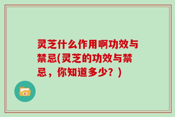 灵芝什么作用啊功效与禁忌(灵芝的功效与禁忌，你知道多少？)