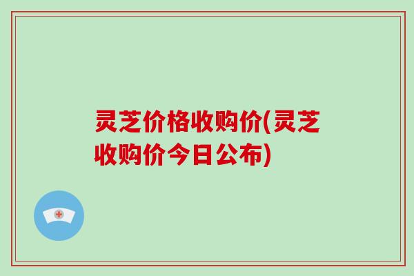 灵芝价格收购价(灵芝收购价今日公布)