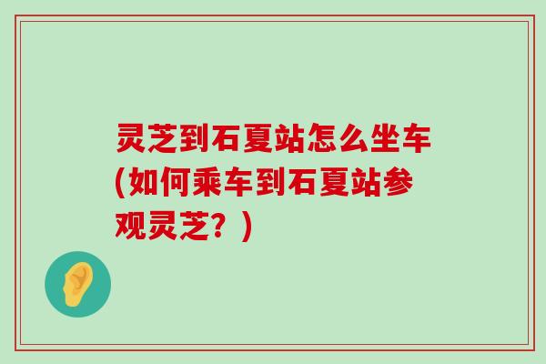 灵芝到石夏站怎么坐车(如何乘车到石夏站参观灵芝？)