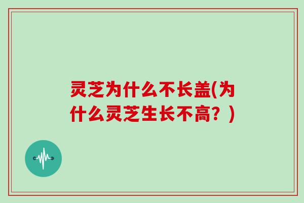 灵芝为什么不长盖(为什么灵芝生长不高？)