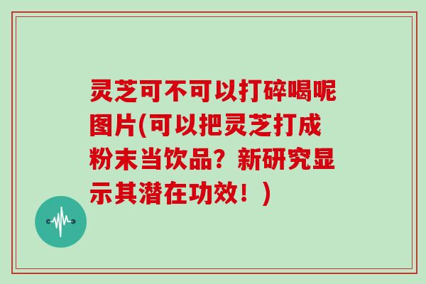 灵芝可不可以打碎喝呢图片(可以把灵芝打成粉末当饮品？新研究显示其潜在功效！)