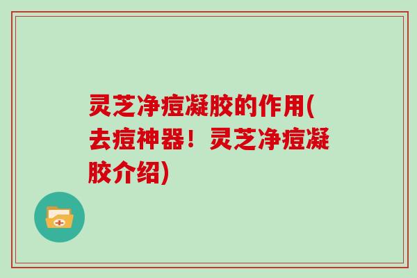 灵芝净痘凝胶的作用(去痘神器！灵芝净痘凝胶介绍)