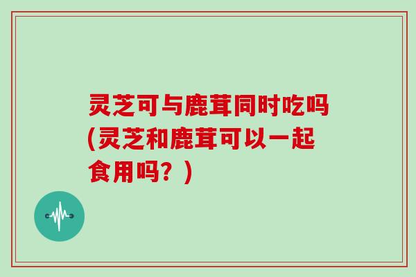 灵芝可与鹿茸同时吃吗(灵芝和鹿茸可以一起食用吗？)