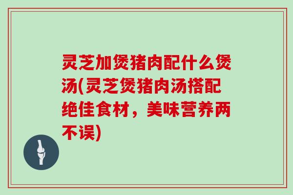 灵芝加煲猪肉配什么煲汤(灵芝煲猪肉汤搭配绝佳食材，美味营养两不误)