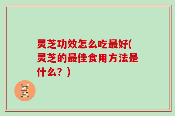 灵芝功效怎么吃好(灵芝的佳食用方法是什么？)