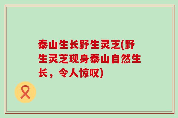 泰山生长野生灵芝(野生灵芝现身泰山自然生长，令人惊叹)